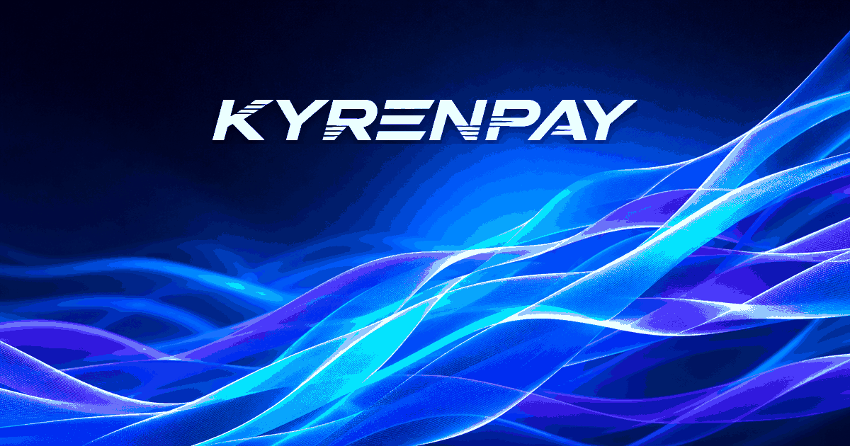 蓝色背景与白色 KyrenPay 字标社交分享图